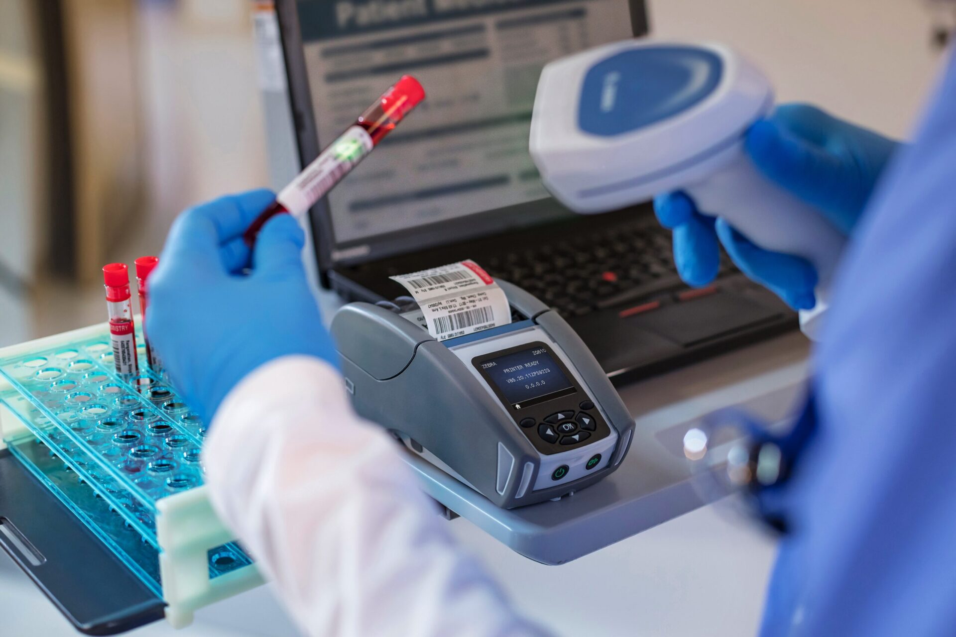 Scanning a label in the healthcare industry