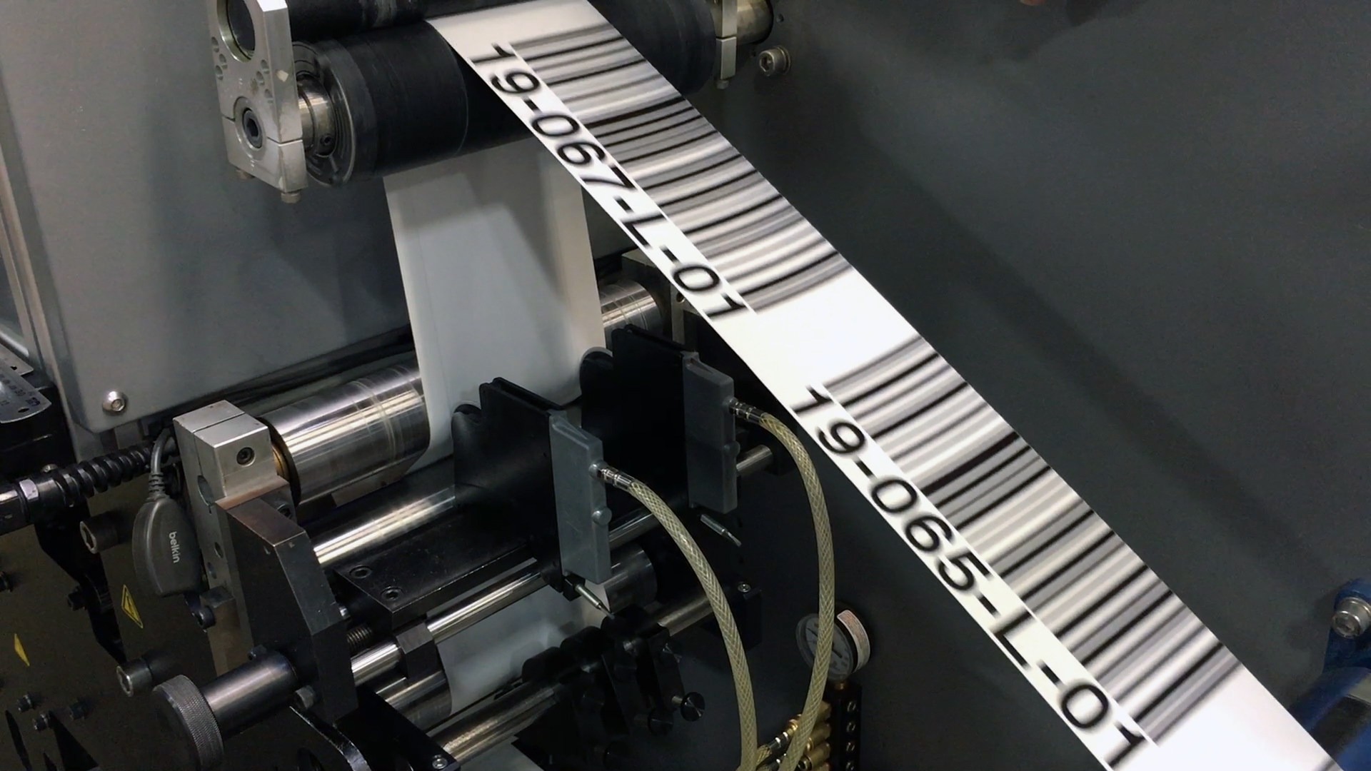 Labels on a printing press