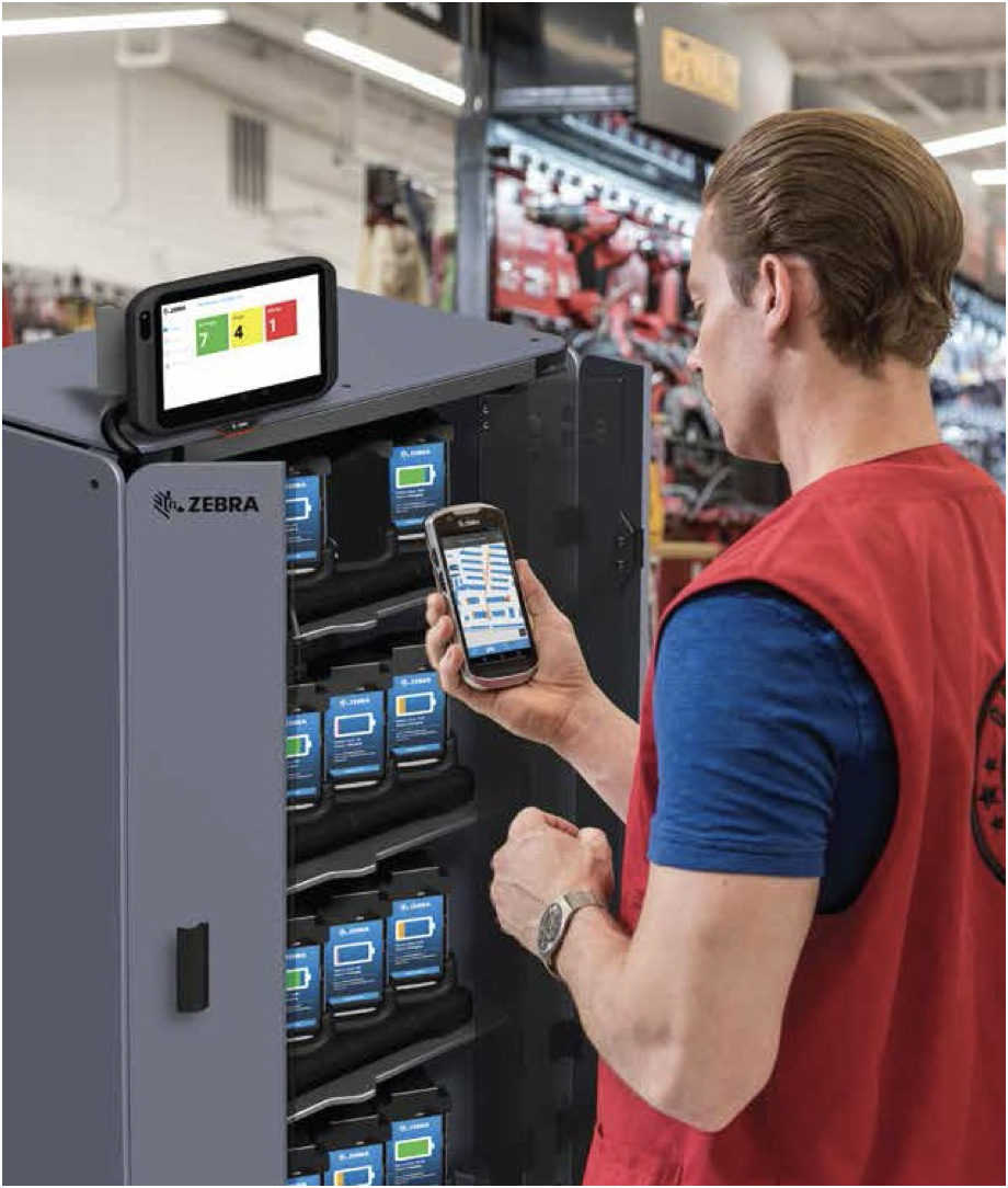 Worker using Zebra intelligent cabinet