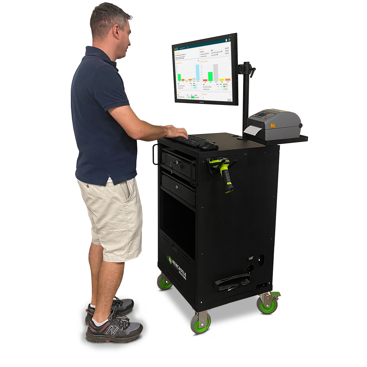 an employee using a Newcastle power cart