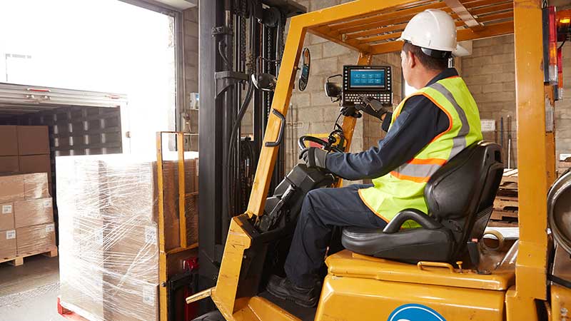Zebra rugged tablet on a fork lift in the cold