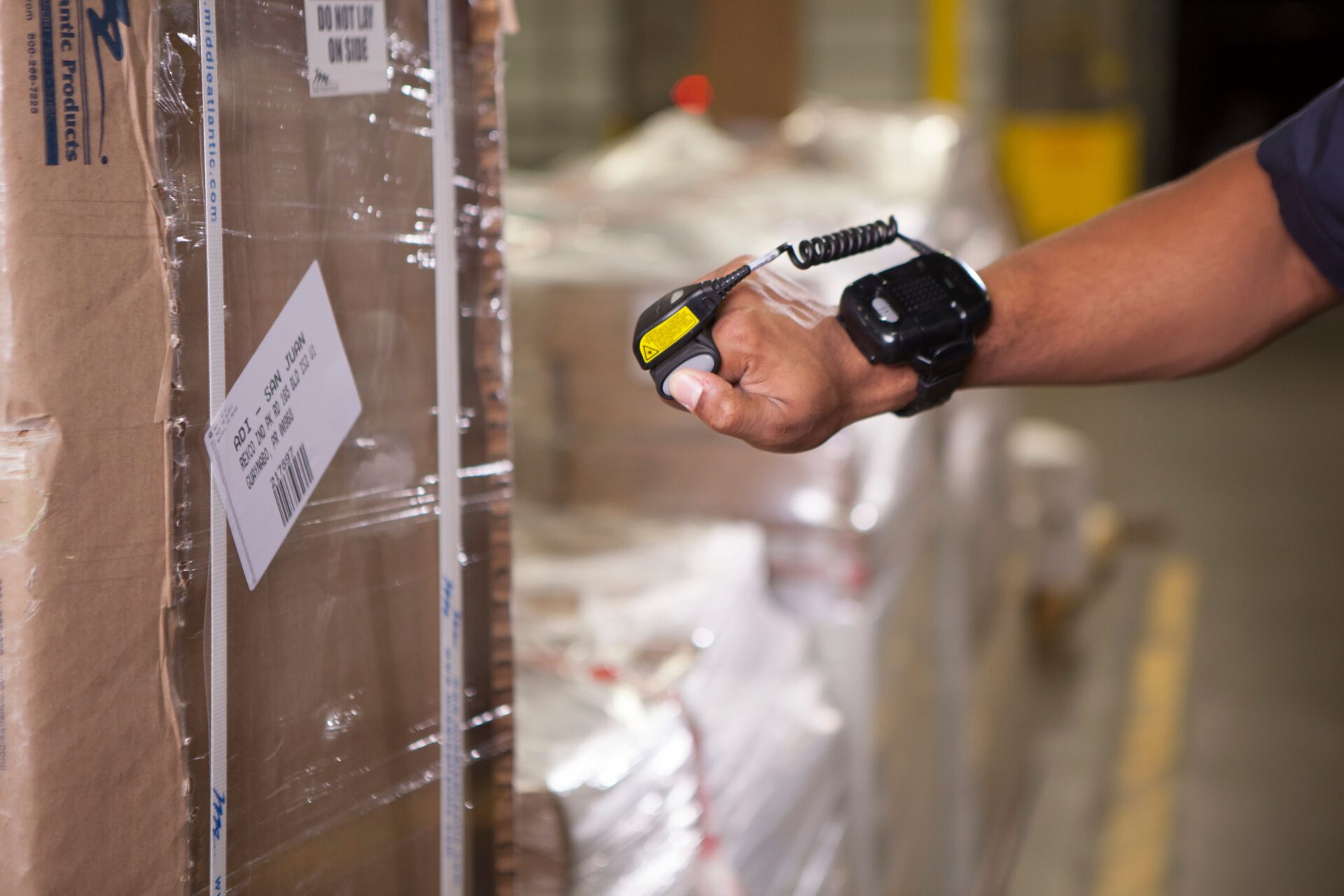 Worker using a digital scanner