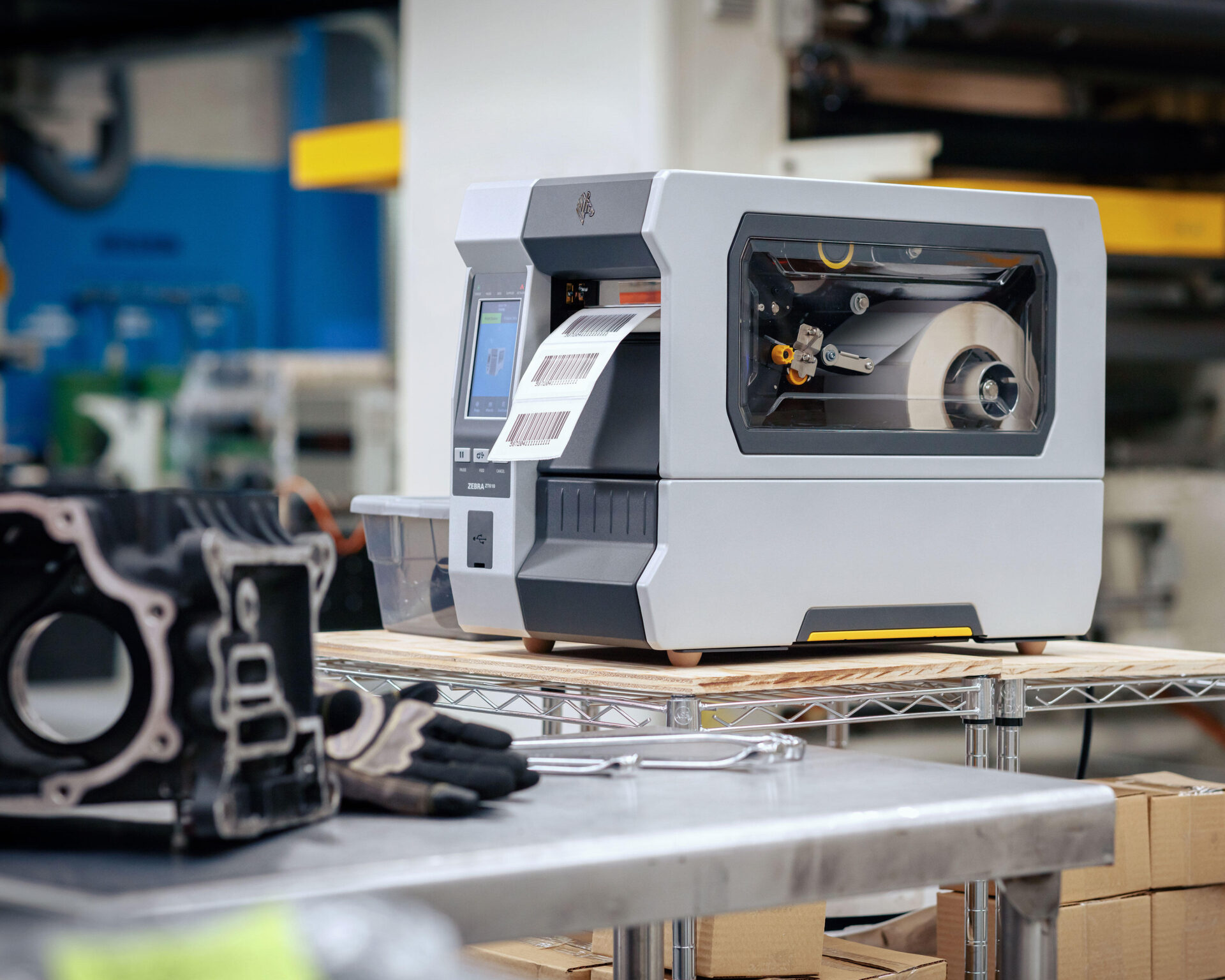 Zebra mobile printer on a forklift