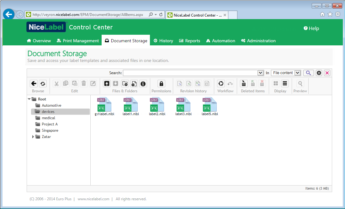 centralized label repository