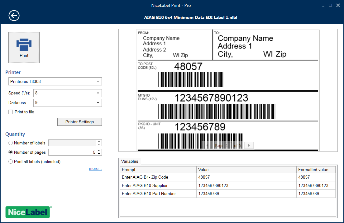 NiceLabel print forms to elimante printing errors