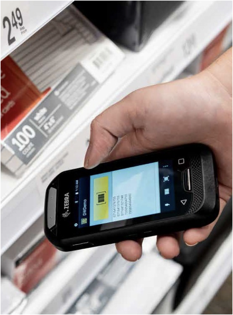 Worker using a digital scanner